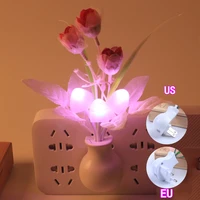 lovely colorful led lilac night light lamp mushroom romantic tulip night lighting for home art decor illumination useu plug