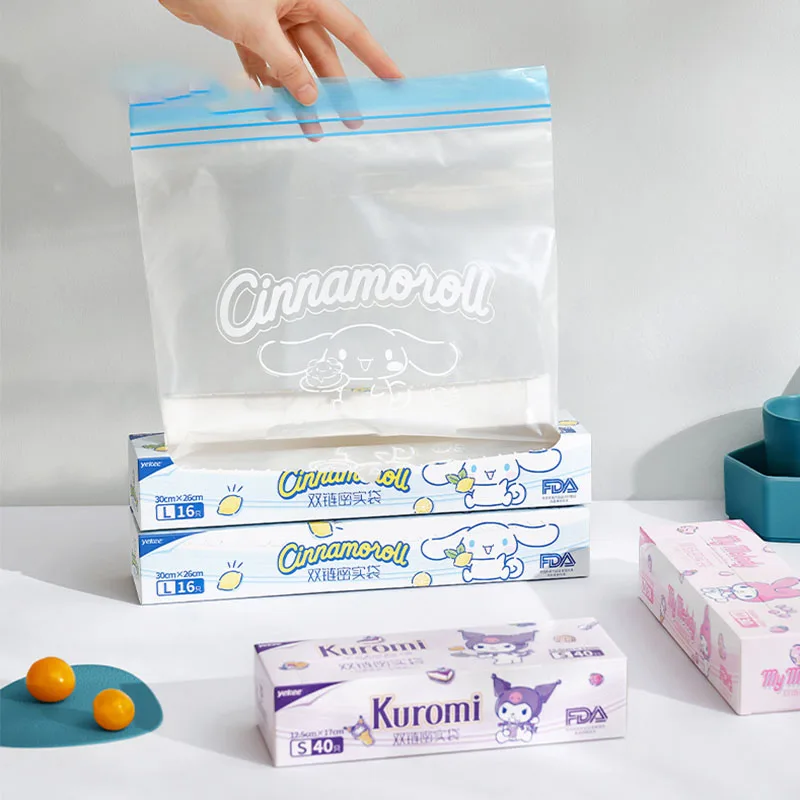 

40pcs Kawaii Sealed Fresh-keeping Bag Sanrios Kuromi Mymelody Cinnamoroll Cartoon Creative Thickened Food Packaging Bag Gift Bag