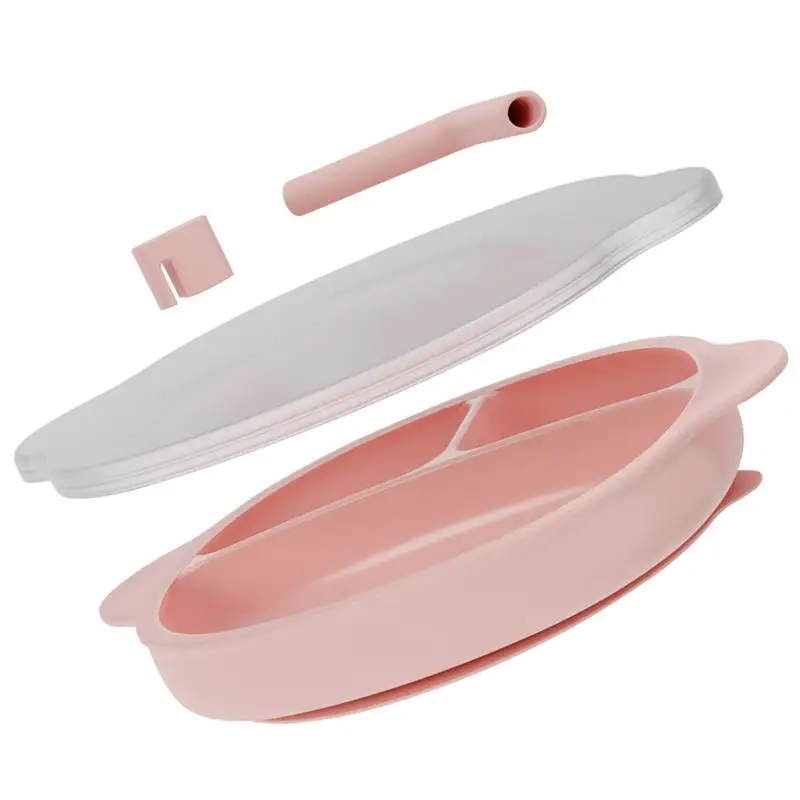 

Divided Plates For Kids Silicone Suction Plate With 3 Compartments Nonslip Suction Plate Led Weaning Supplies For KidsRestaurant