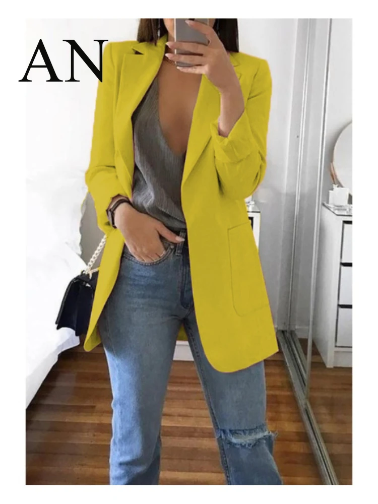 Офисный кардиган с лацканами для женщин офисный пиджак повседневный офисная