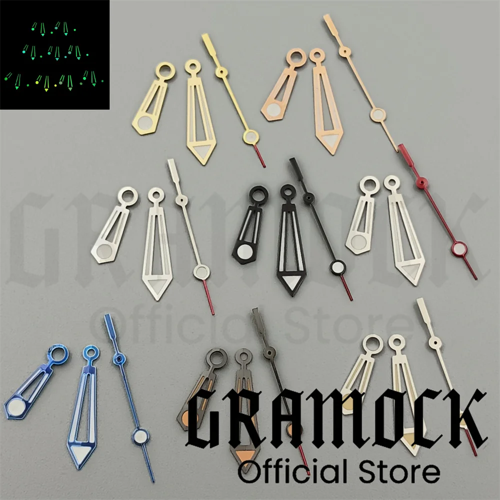 Полые стрелки часов Gramock светящиеся подходят для NH35 NH36 ETA2836 2824 Miyota8205 8215 821A Mingzhu DG2813