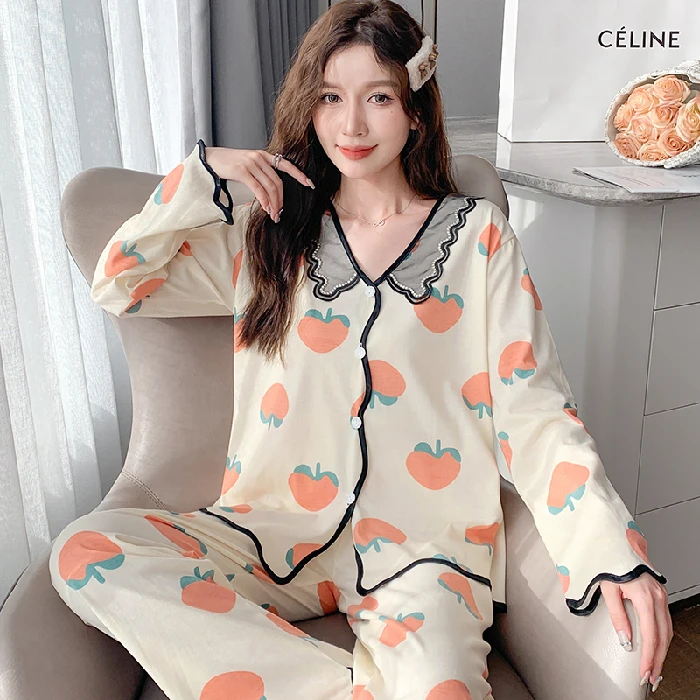 CAIYIER 2022 Winter V-Neck Women Pajamas Set Lovely Girls Simple Nightwear Ladies Loungewear Cartoon Bowknot Print Pijama Mujer