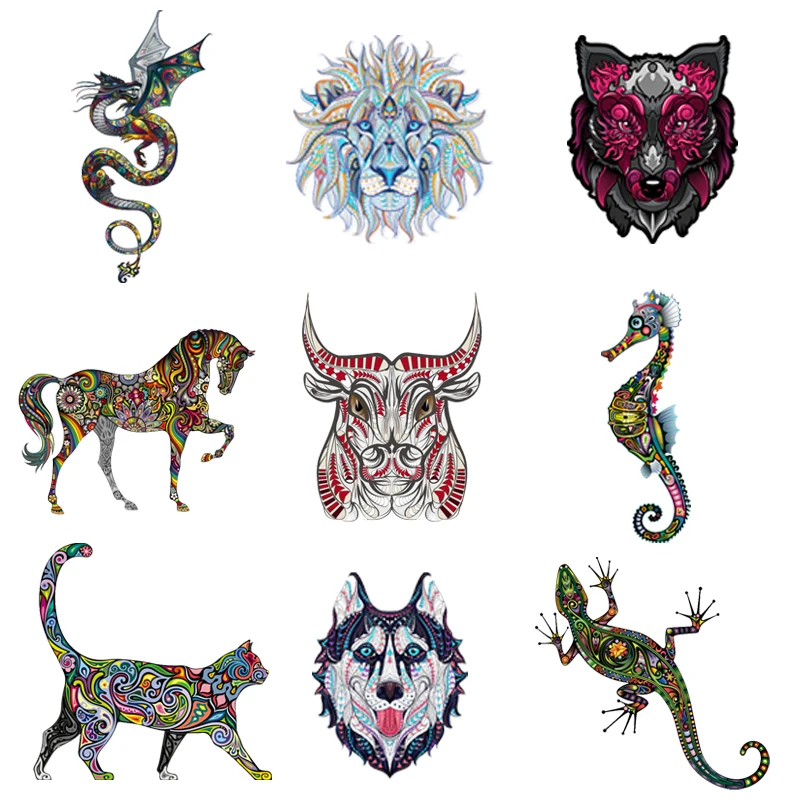 

Clothing Thermoadhesive Patches Dragon Lion Dog Horse Iron-on Transfers for Clothing Animals Patch Stickers T-shirts Appliques