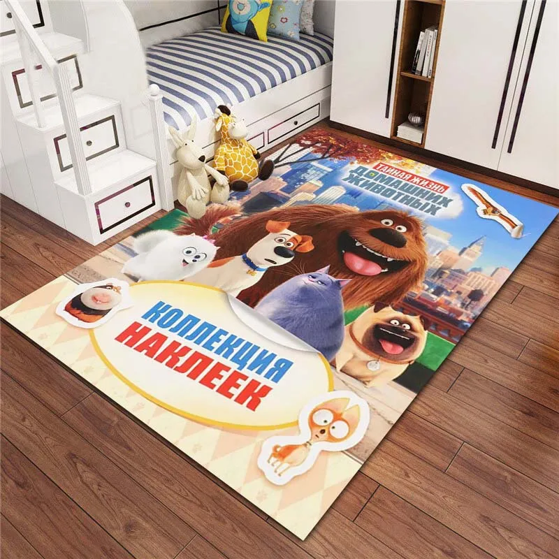 

Коврик T-The Secret Life Of Pets с мультяшным принтом, детская комната, игровое украшение, милый детский нескользящий напольный коврик для ползания