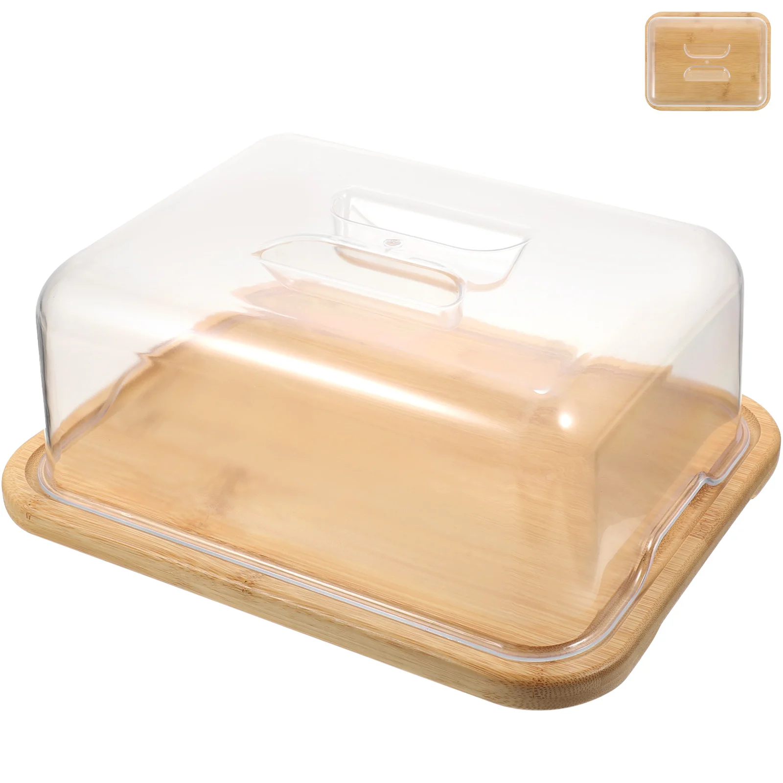 

Rectangle Rectangular Cake Cover Wooden Serving Trays Container Acrylic Display