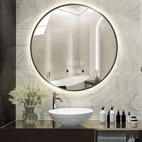 gold frame smart bathroom mirror light no fog bluetooth metal bathroom mirror round illuminated espejo bathroom accessories