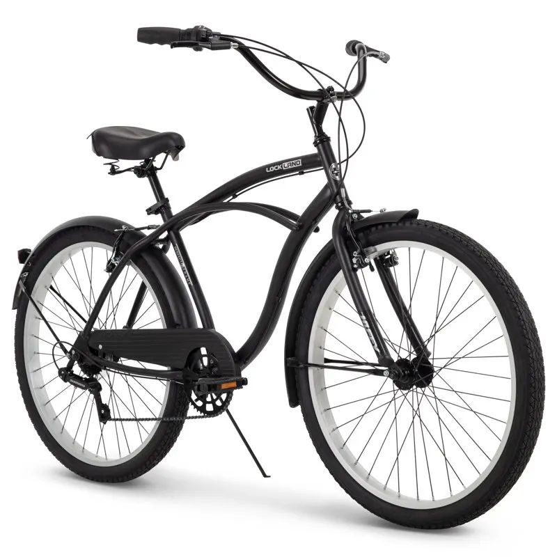 Lockland 26-inch 7-speed Cruiser Bike for Men, Black Applicable Shock Absorption Bicycle Variable Speed Mountain Brake Adult Cyc