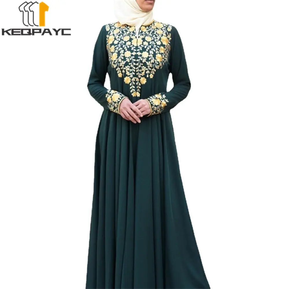 New 2023 Muslim Women Dubai Abaya Long Dress Kaftan Islam Arab Vintage Ethnic Print Loose Dresses Robe Middle East Eid Clothing