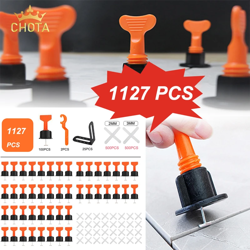 

1127 Pcs/Set Tile Leveling System for Tile Laying Level Reuse Alignment Spacer for Leveler Positioner Spacer Pliers Floor Wall