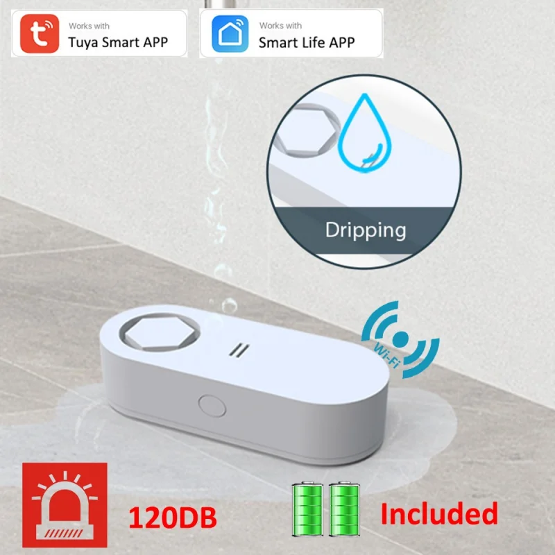 

Датчик утечки воды Tuya с Wi-Fi, 120 дБ