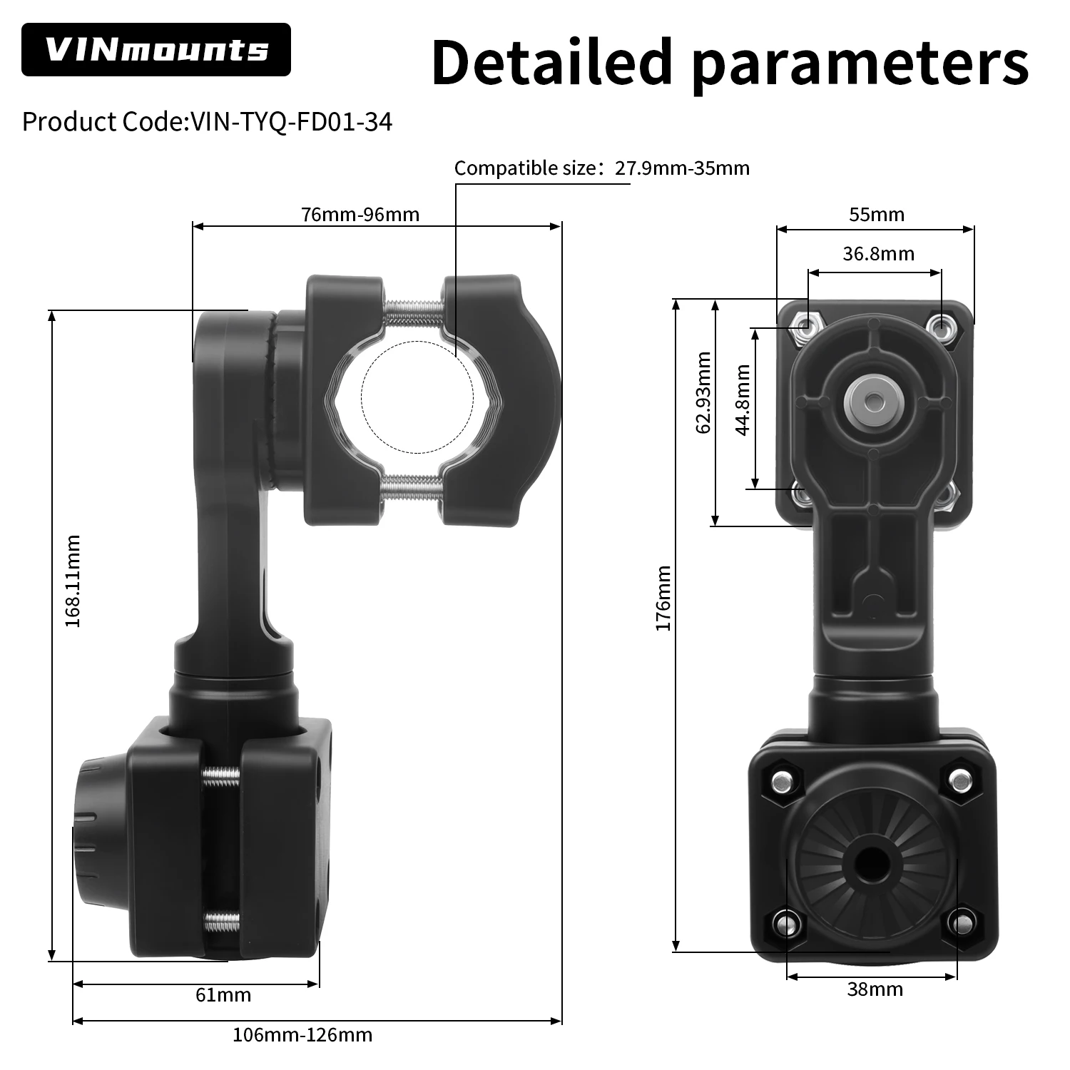 Фото Кронштейн с углом обзора 0 градусов, совместимый с Garmin LVS34, многорежимным эхолотом, для установки на весло или троллинговый мотор. №4