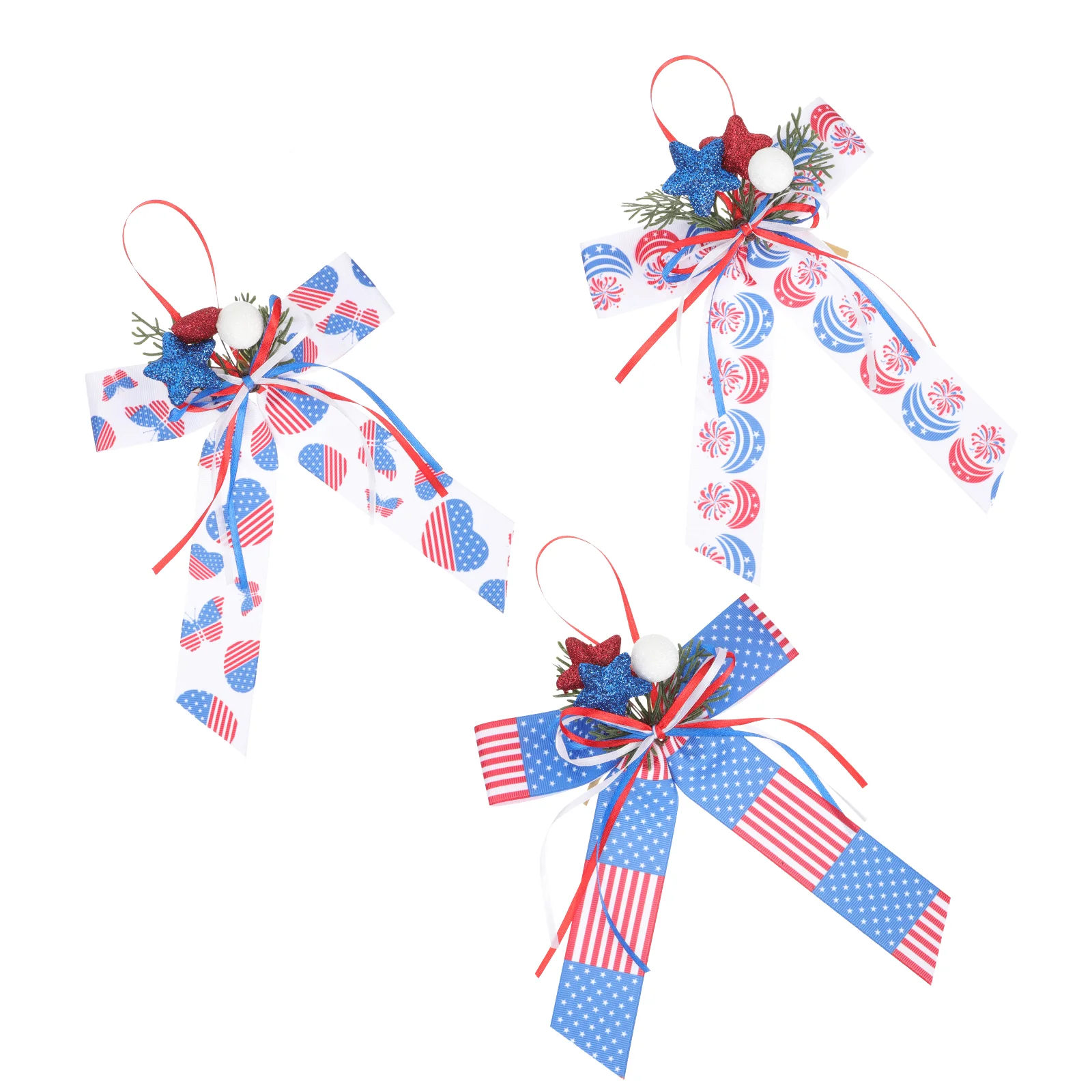 

Bow Day Wreath Bows Patriotic Independence Flag July 4Th Of Tree American Hanging Decorations Memorial Topper Stars Decor