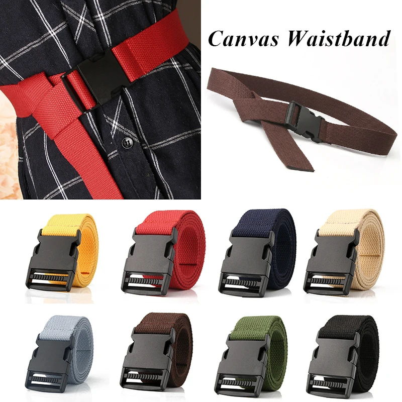 

Solid Color Long Waistbands Unisex Adjustable Canvas Belt Outdoor Travel Tactical Waist Belt Harajuku Waist Belt Plastic Buckle