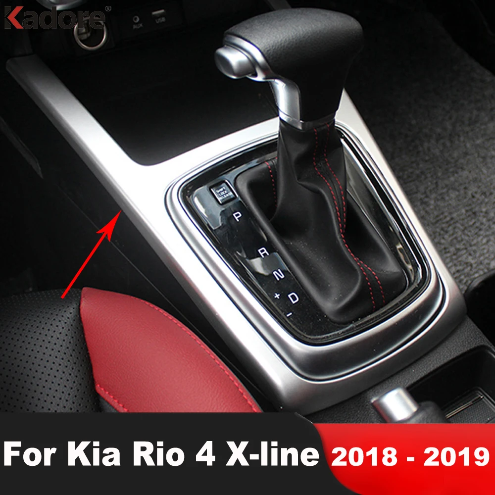 Фото Для Kia Rio 4 X-line 2017-2019 матовый из углеродного волокна шестерни сдвиг панель декоративная отделка наклейки на машины автомобиль-Средства для укладки волос №1