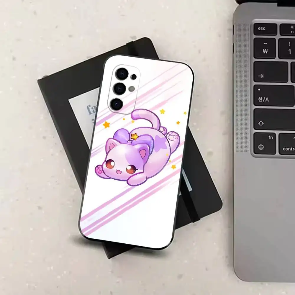 Фото Милый чехол для телефона с котиком C-Aphmau M-MeeMeows, мягкий черный чехол для Samsung S24, S30, S21, S23, S22, S20, Ultra, S25, Plus. №2