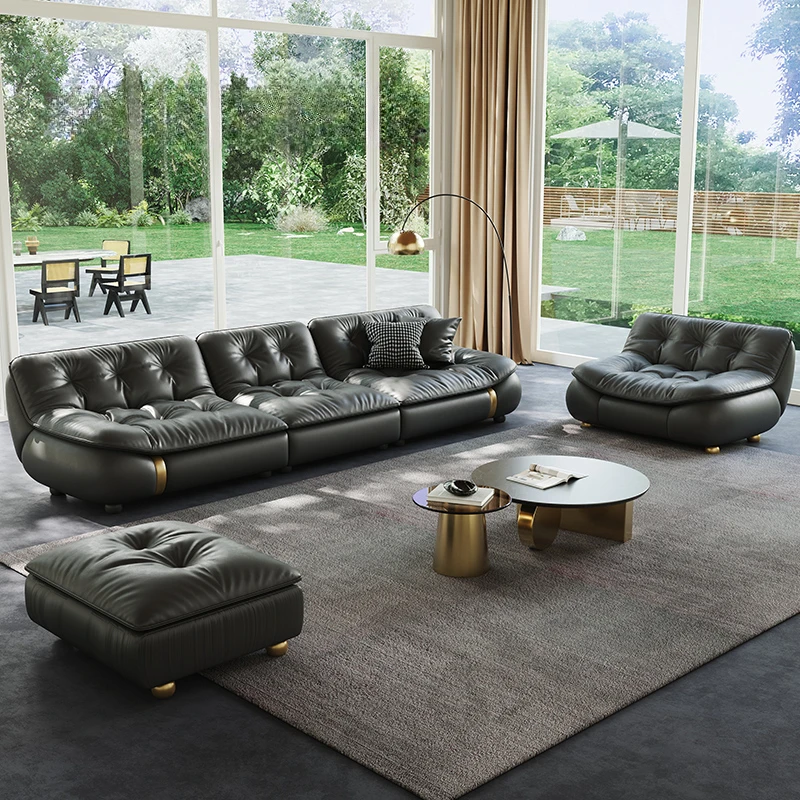 Современные диваны из натуральной кожи черный итальянский дизайнерский