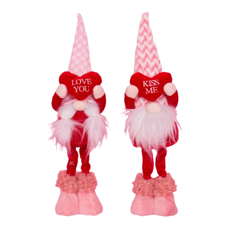 

67JE Valentines Day Gnome Wave Plush Mr and Mrs Scandinavian Tomte Elf Decorations Swedish Gnomes Dwarf Figurines Table