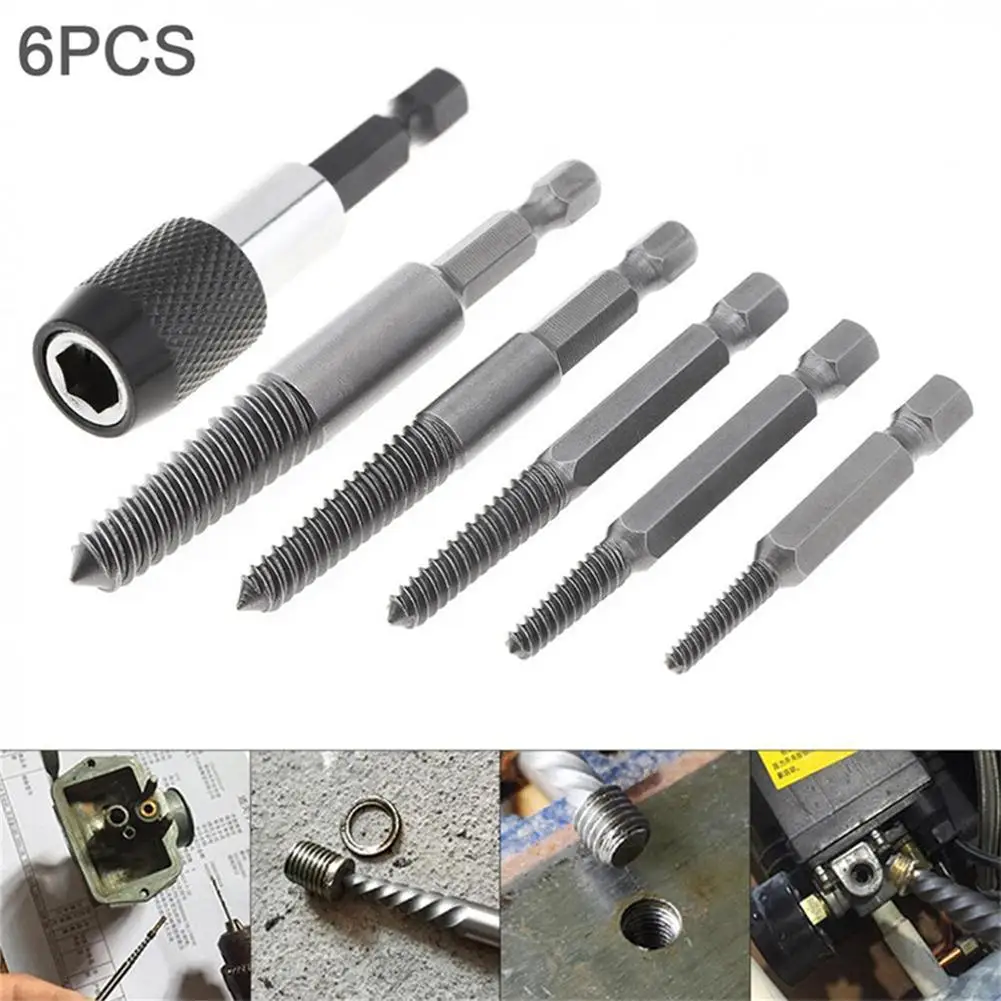 

Damaged Broken Screw Remover Extractor Drill Bits with 60mm Hex Shank Spanner Tool 6Pcs Set for Damaged Bolt Stud Remover Tool