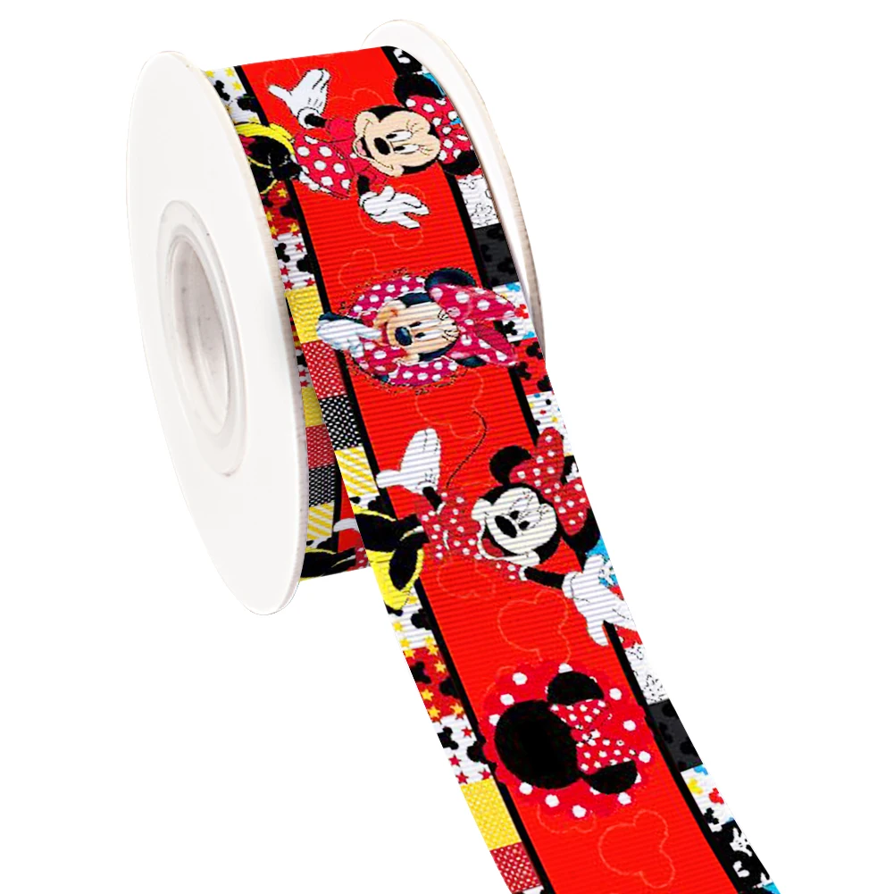 

10 Yards Satin Ribbon Disney Minnie Mickey Grosgrain Ribbon for DIY Craft Children's Gift Ribbons Packing Wrapping