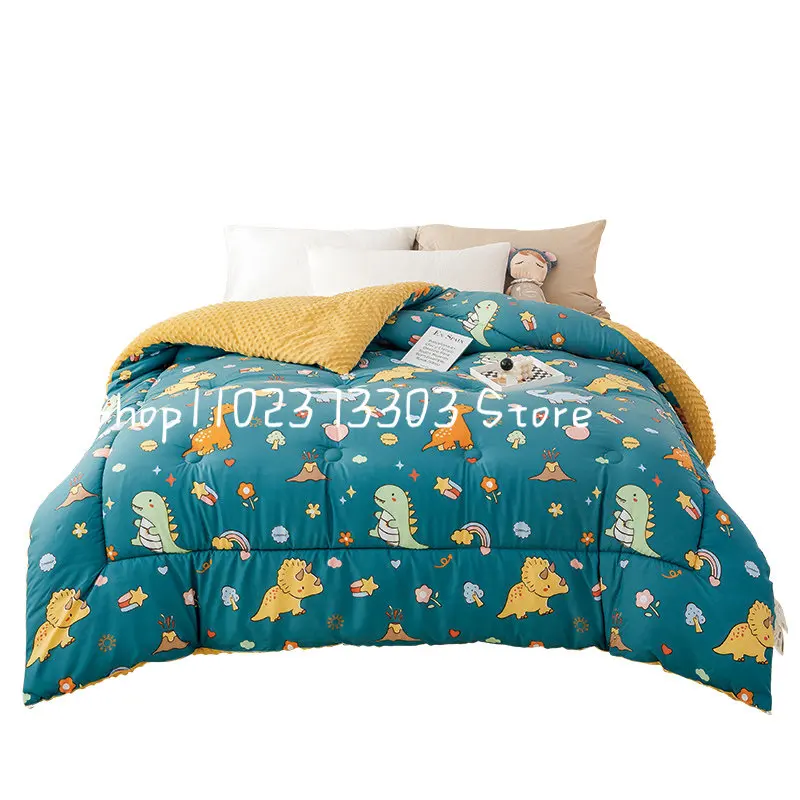 

Новое зимнее теплое двухстороннее одеяло из полиэстера, в горошек, с флисовой подкладкой, теплое одеяло с наполнителем из перьев