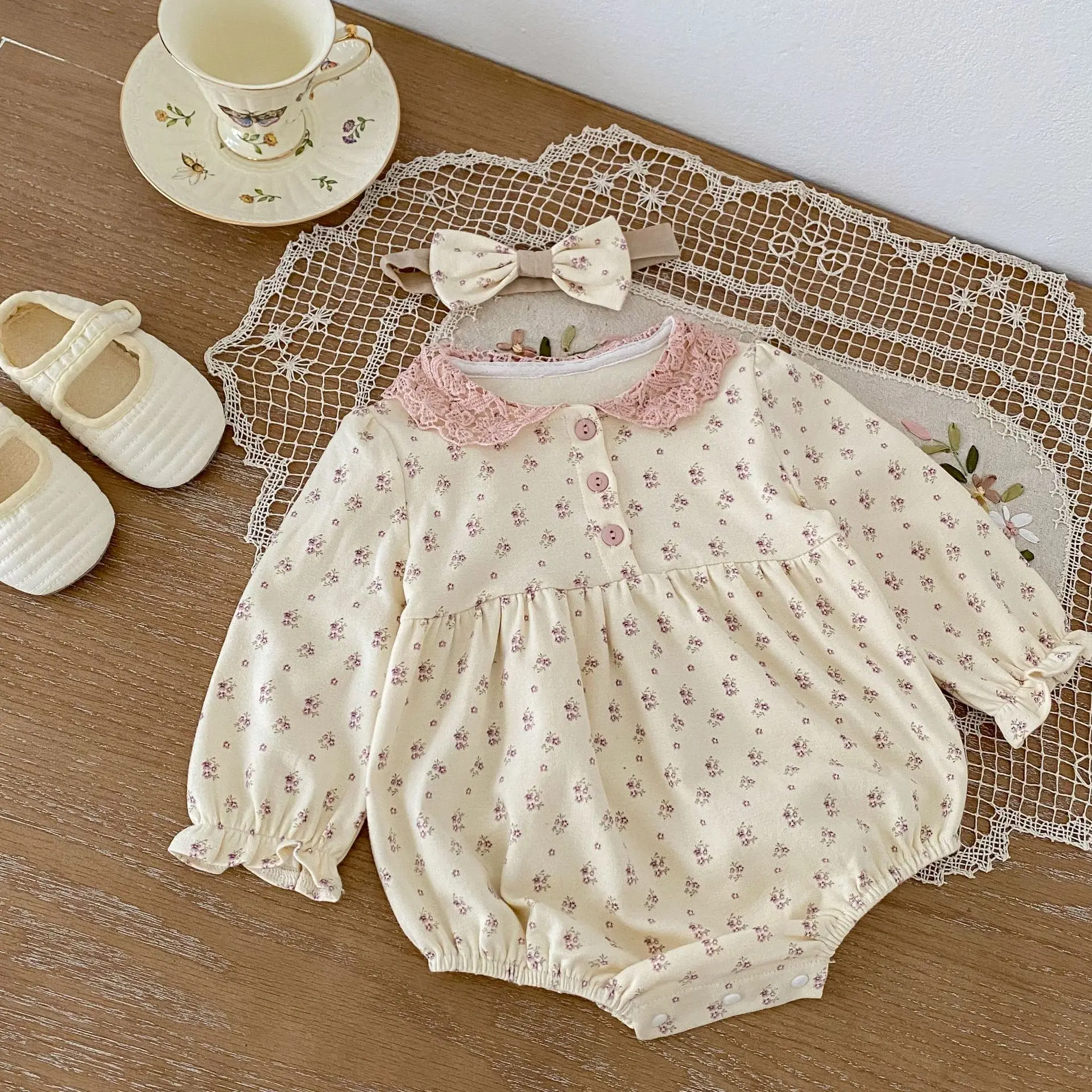 2022 spring and autumn clothes baby romper long Printed sleeve baby Jumpsuit triangular climbing bodysuit
