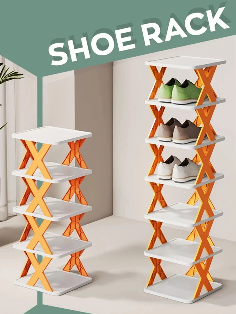 2-9 Layers Shoe Racks Folding Shoe Cabinet Simple Shoes Storage Organizer Space-Saving Shoes Shelf Door Color Matching Cabinets