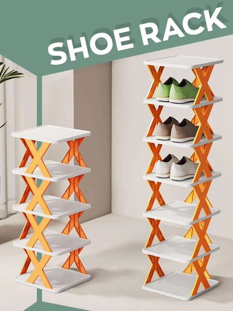 

2-9 Layers Shoe Racks Folding Shoe Cabinet Simple Shoes Storage Organizer Space-Saving Shoes Shelf Door Color Matching Cabinets