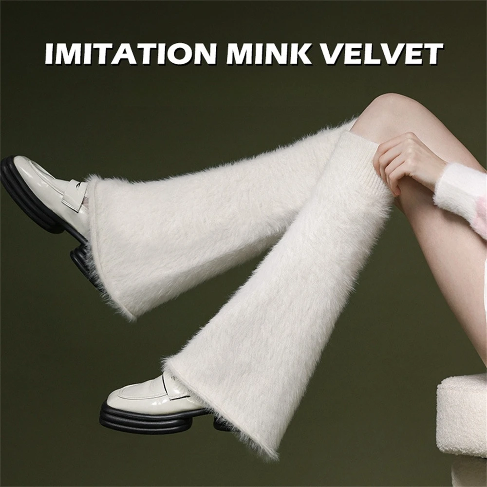 

Женские теплые ножки из искусственной норки, зимние элегантные женские носки Y2K, косплей детской Лолиты, обогревающий чехол для ног и девушек