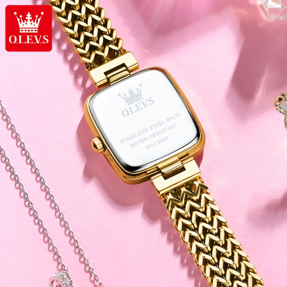 OLEVS 2023 New Womens Quartz Watches Top Brand Luxury Fashion Stainless Steel Gold Bracelet Watch Women Clock Waterproof Watch