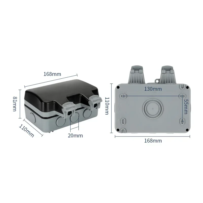 

IP66 Водонепроницаемая зарядная розетка европейского стандарта, водонепроницаемая и брызгозащищенная наружная Международная универсальная розетка питания, Южная Африка 15 А