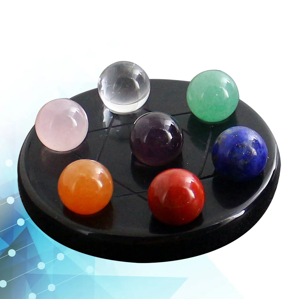 

1 Set of Reiki Black Obsidian 7 Chakra Appetizer Plate for Decoration Home Gifts