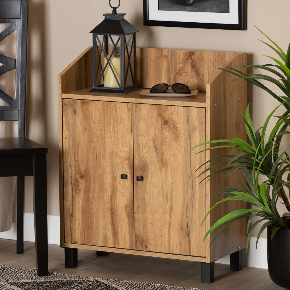 

Rossin Modern and Contemporary Oak Brown Finished Wood 2-Door Entryway Shoe Storage Cabinet