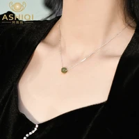 ashiqi natural nephrite 925 sterling silver pendant necklace fashion personality jewelry gifts for women