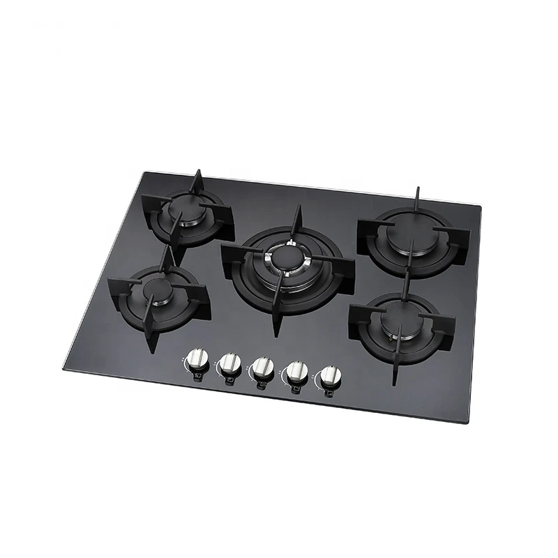 

5 Burner built in gas hob glass top cooking gas cooktop with euro gas stove for kitchen