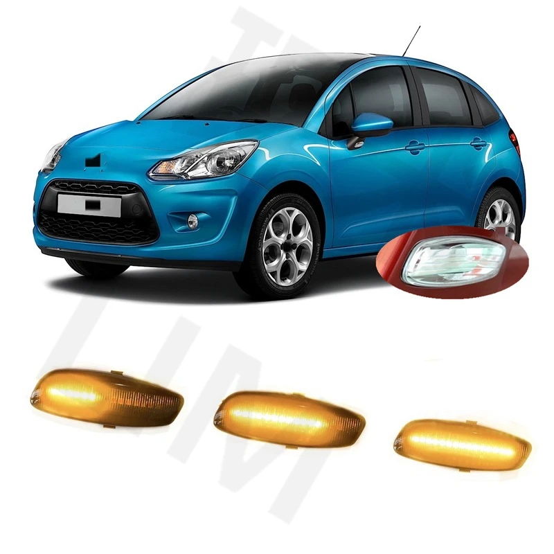 

for Citroen C3 II MK2 SC 2009 2010 2011 2012 2013 2014 2015 2016 Sequential LED Dynamic Side Marker Signal Turn Light Lamp