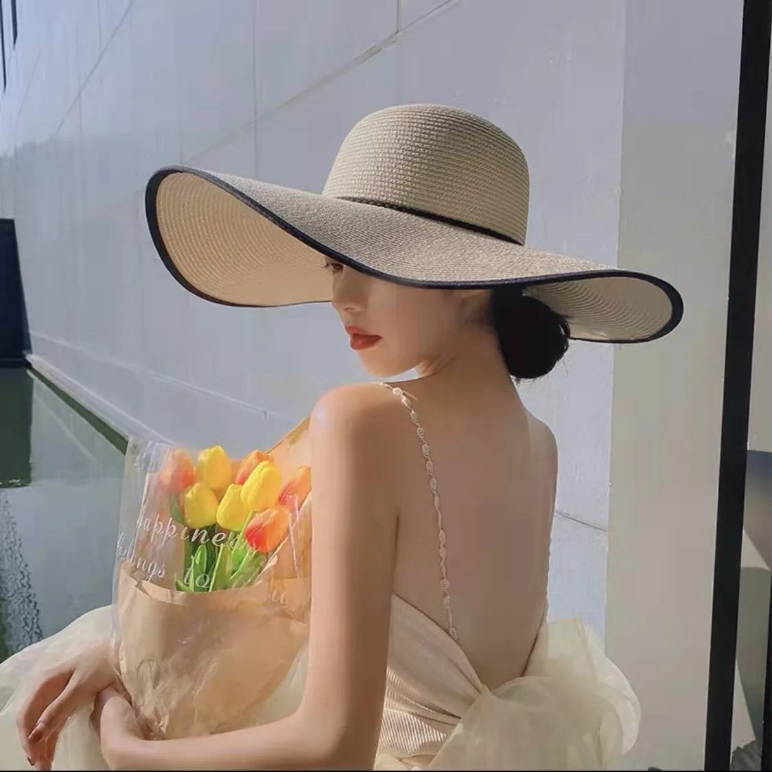 Oversized brim Beach Hat seaside vacation sun protection Sun Hat Women 2022 summer fashion leisure straw hat