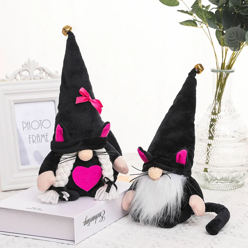 

Black Cat Long Tail Rudolph Doll Faceless Dwarf Doll For Children 's Birthday Holiday Party Decoration Props Home Decoration