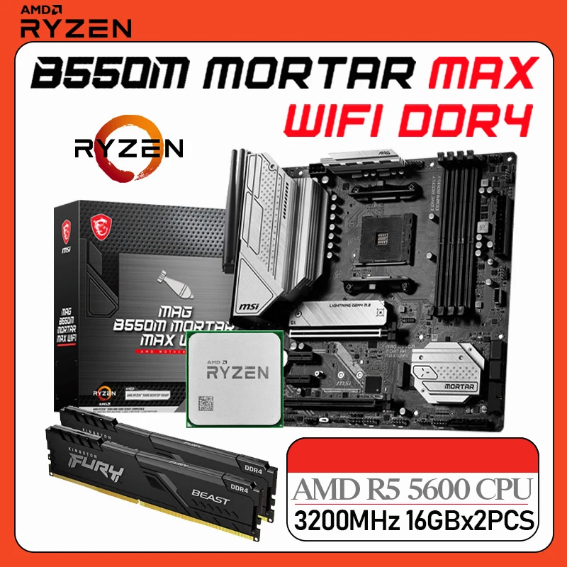 

Материнская плата MSI MAG B550M раствор WIFI AM4 DDR4 3200 МГц 32 Гб ОЗУ Kingston + процессор AMD RYZEN 5 5600 комбинированный AM4 Ryzen Kit 5600 AM4 Новинка