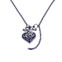 1pc necklace heart love hollow pendants toggle clasp extension chain silver tone women jewelry 55cm