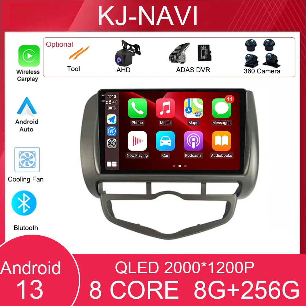 

Car Radio For HONDA JAZZ City 2002-2007 Android 13 Stereo Multimedia Navigatio Audio Video Player Carplay Auto 2Din DVD Head