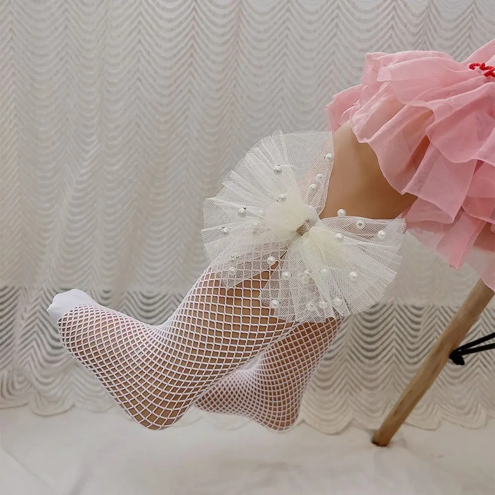 

Bow Lace Summer Hollow Out Comfortable Fishnet Korean Style Stockings Knee High Socks Girls Long Socks Kids Hosiery