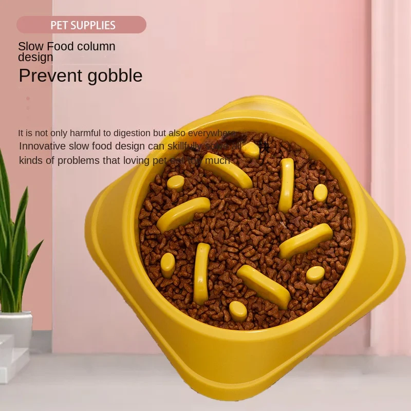 

Pet Cat Dog Slow Food Bowl Non-slip Help Healthy Fat Bowl Round Anti-choking Thickened and Multiple Colors Shapes