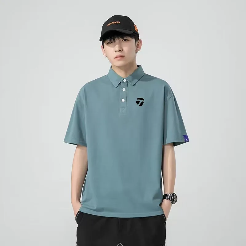2023 spring and summer new men's loose T-shirt polo shirt golf short sleeve fashion breathable T-shirt trend sports style