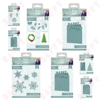 merry christmas tree on snowy day metal cutting die diy scrapbooking diary bookmark pendant decoration paper card embossing mold