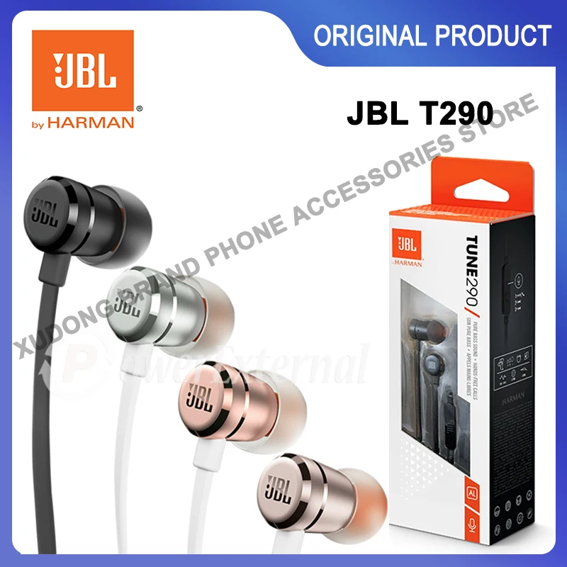 

Original JBL TUNE 290 3.5mm Wired In Ear Headphones Stereo T290 Earbuds Sports Earphones Deep Bass Sound Music Headset With Mic