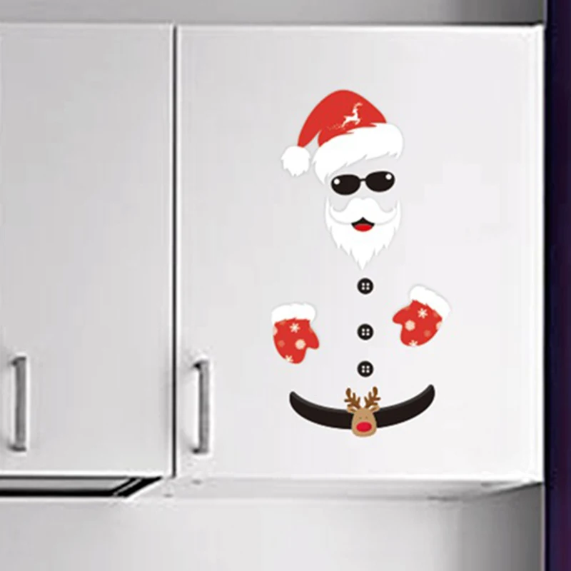 

Santa Claus Refrigerator Sticker Merry Christmas Wall Christmas Festival Decoration Living Room Home Window Glass Door Stickers