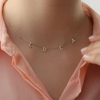 nokmit customized name zircon necklace personalized crystal name necklaces pendant chain choker for women jewelry birthday gift