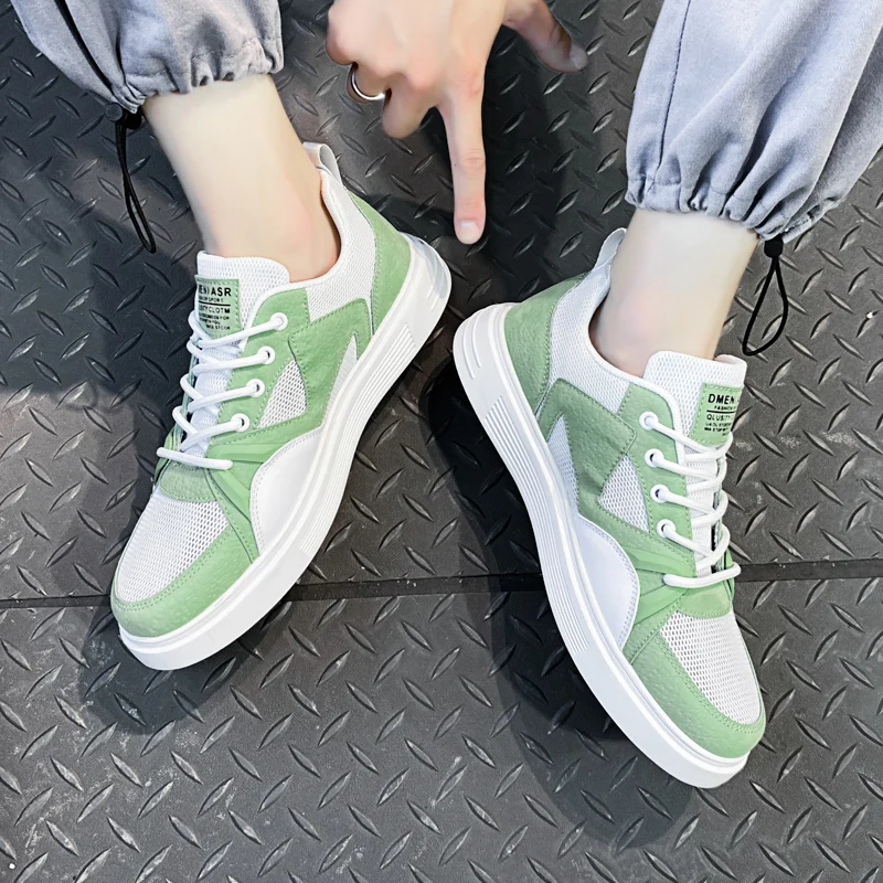 Men's Vulcanize Shoes Canvas Male Sneakers Fashion Lace-up Solid Mesh Breather Shoes Rubber Flat Autumn Casual Man Shoes