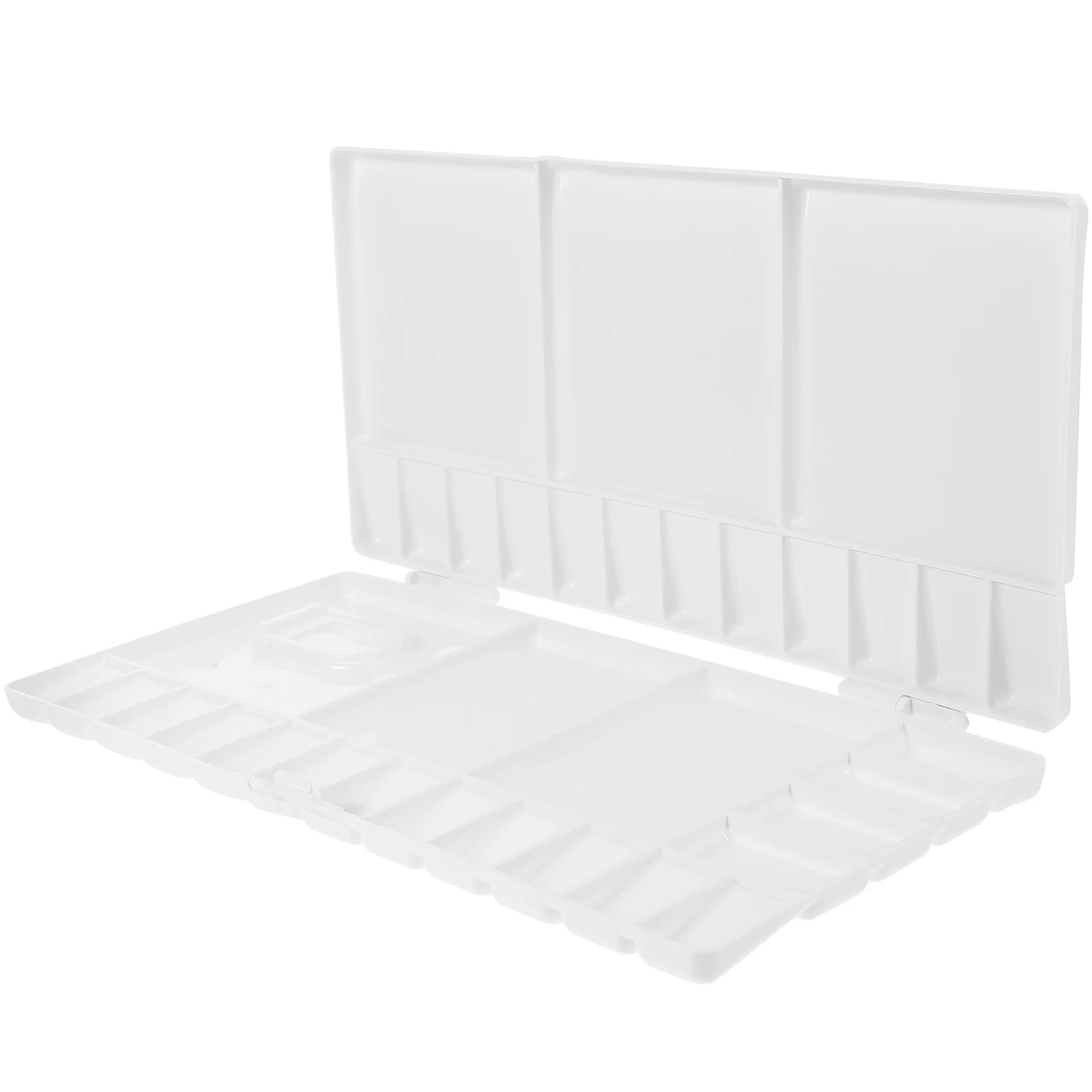 

1 Pc Watercolor Folding Tray Painting Pallet with 33 Compartments Thumbhole and Brush Holders ( White )