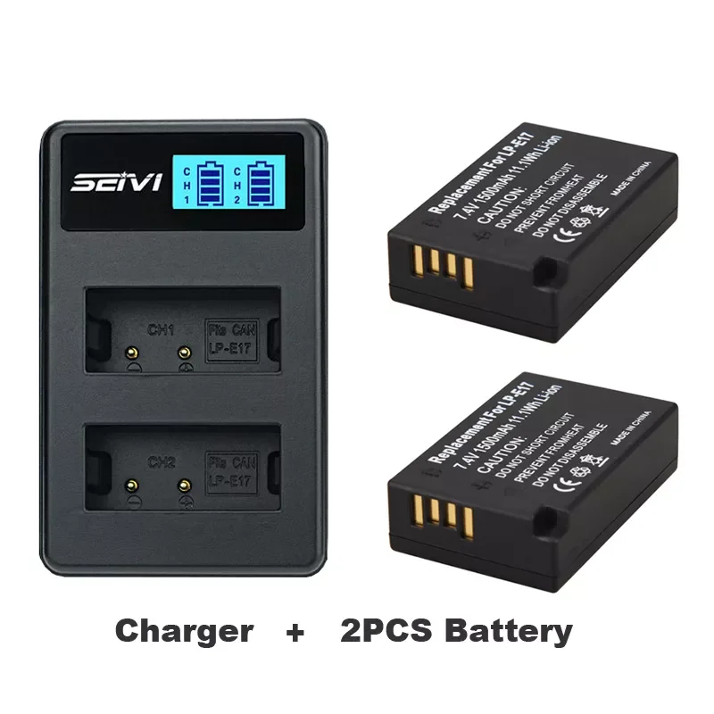 

NEW2023 LP-E17 Replacement Battery +LCD USB Charger for Canon EOS 200 250D M3 M5 M6 750D 760D T6i T6s 800D 8000D 77D Kiss X8i Ca